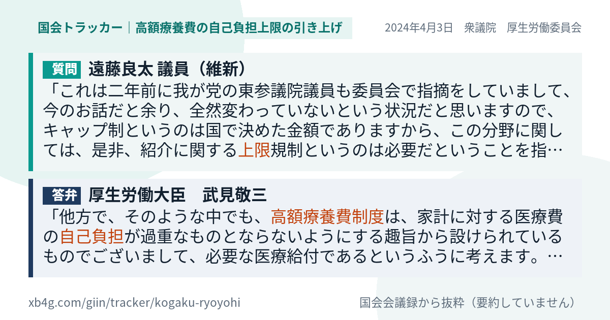 質問と答弁のカード