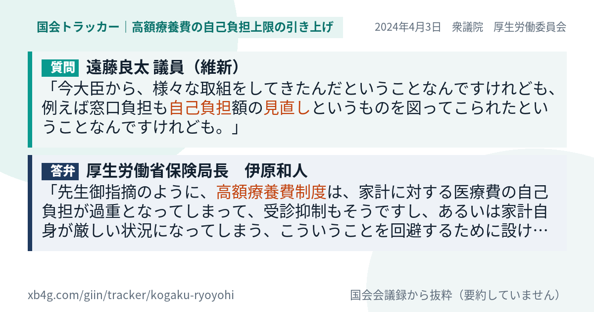 質問と答弁のカード