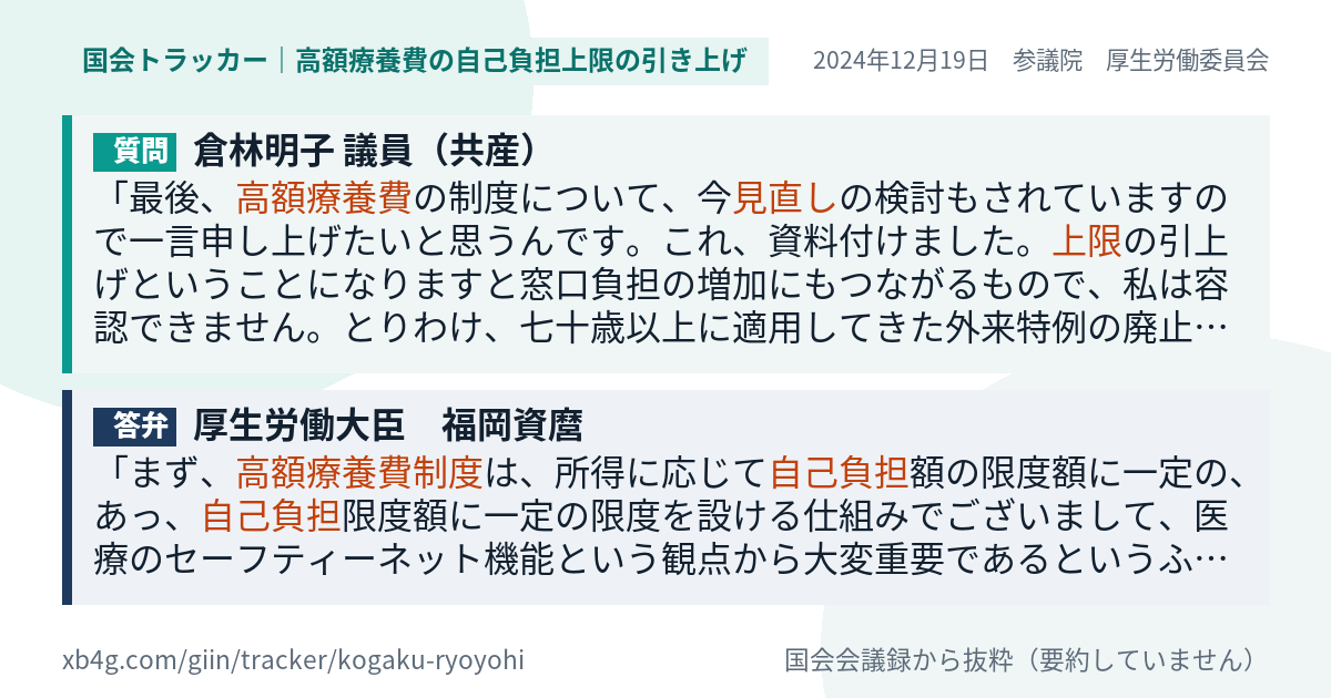 質問と答弁のカード