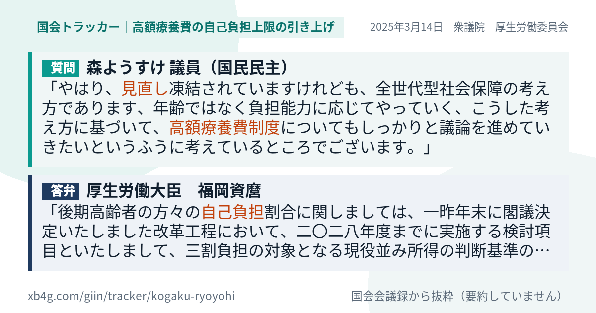 質問と答弁のカード