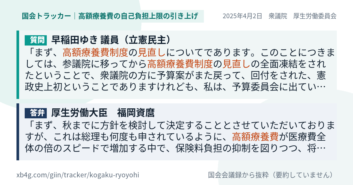 質問と答弁のカード