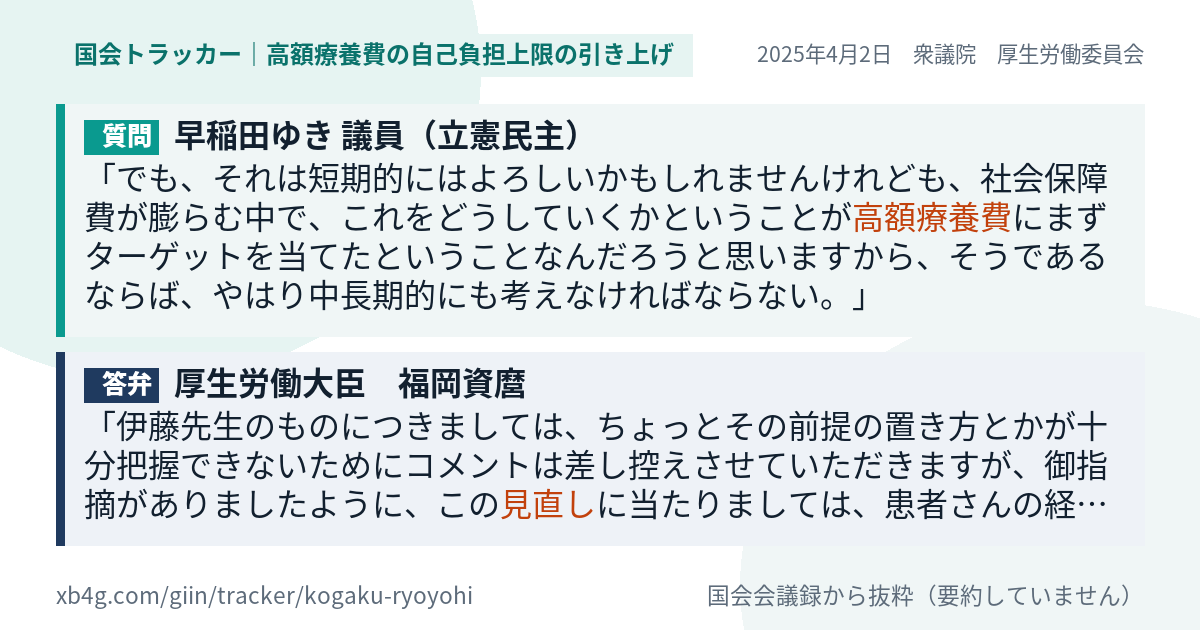 質問と答弁のカード