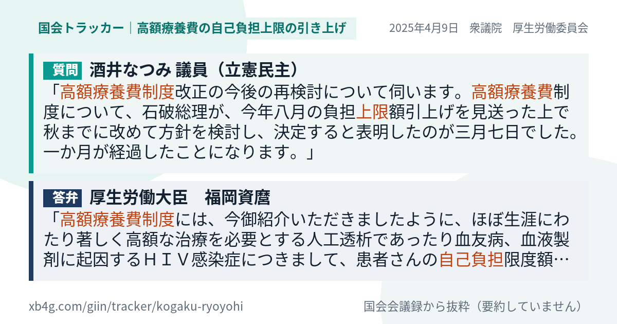 質問と答弁のカード