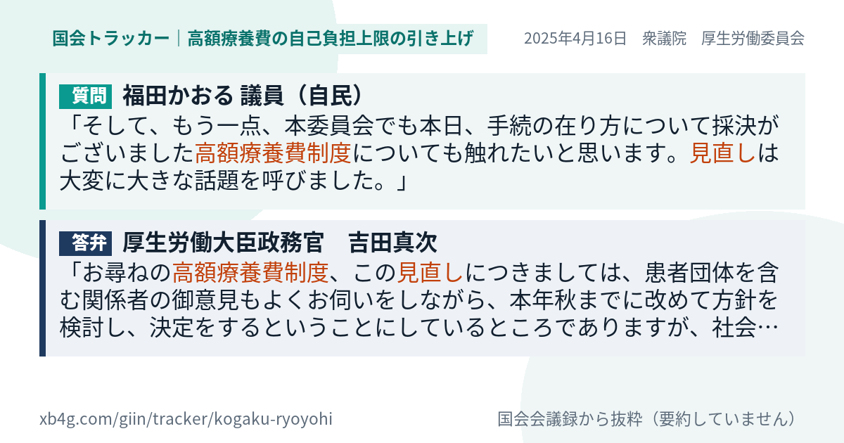 質問と答弁のカード