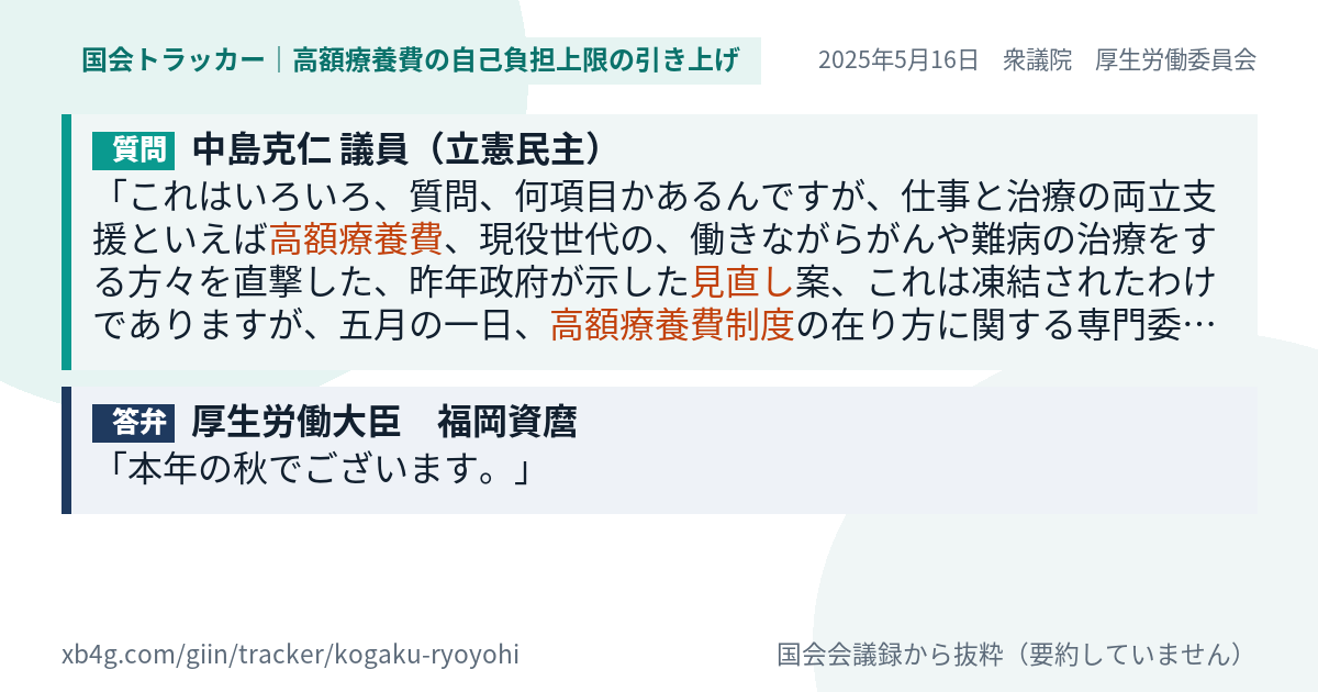 質問と答弁のカード