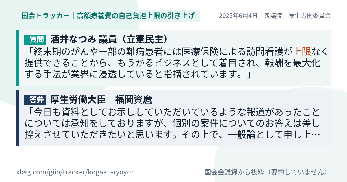 質問と答弁のカード