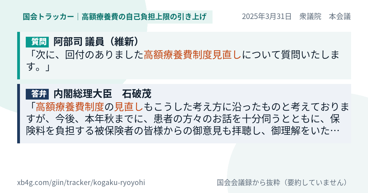 質問と答弁のカード
