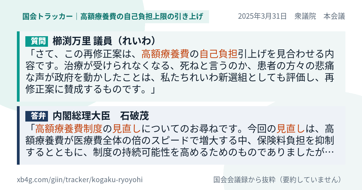 質問と答弁のカード