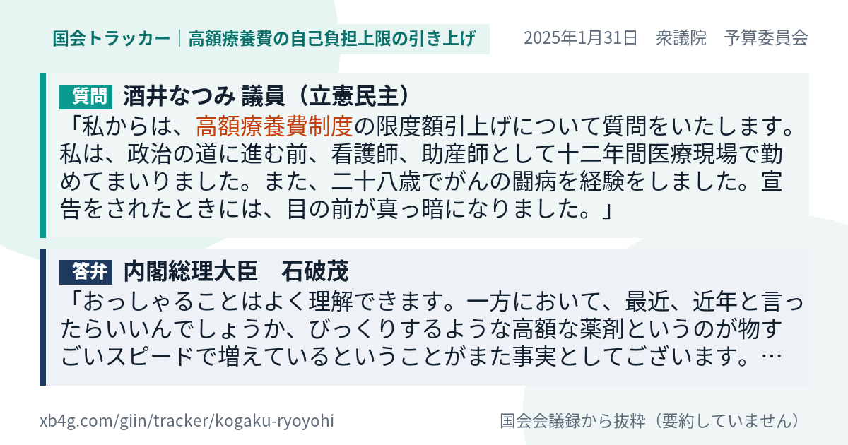 質問と答弁のカード