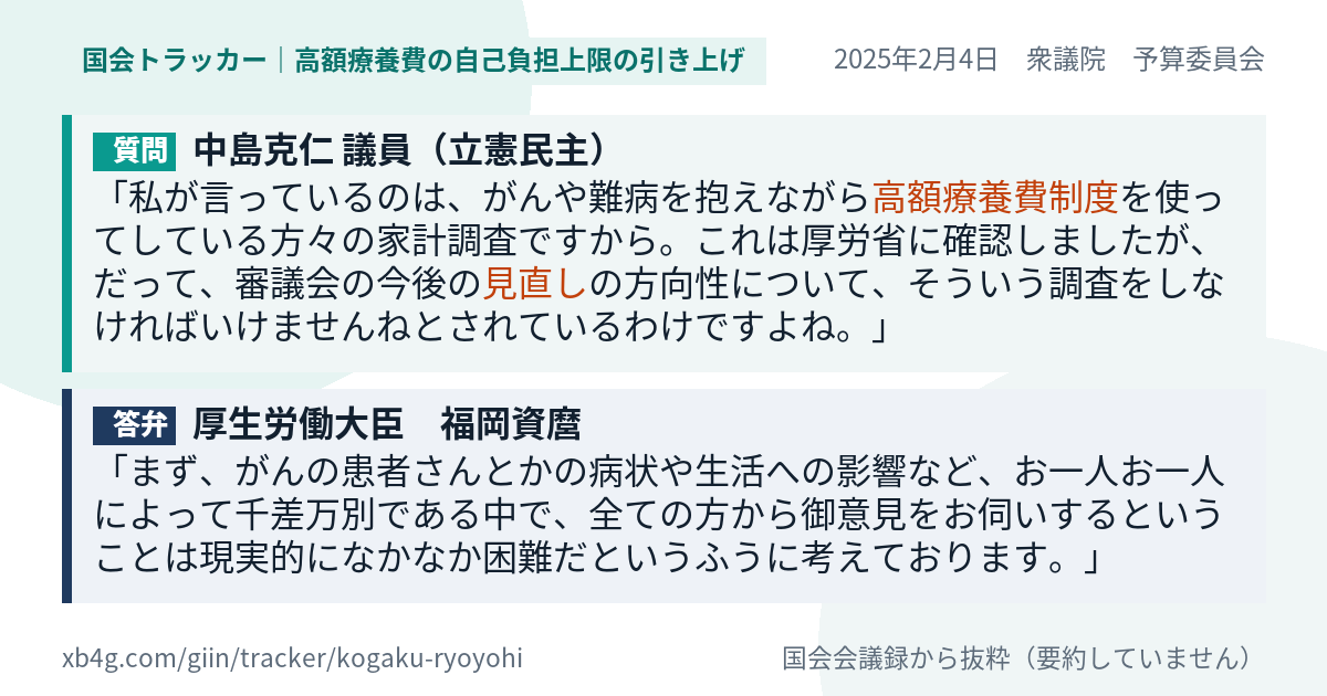 質問と答弁のカード