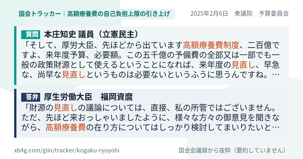 質問と答弁のカード