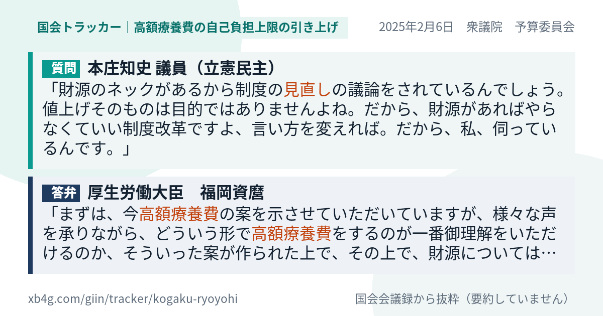 質問と答弁のカード
