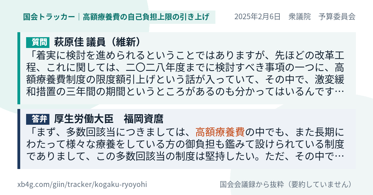 質問と答弁のカード