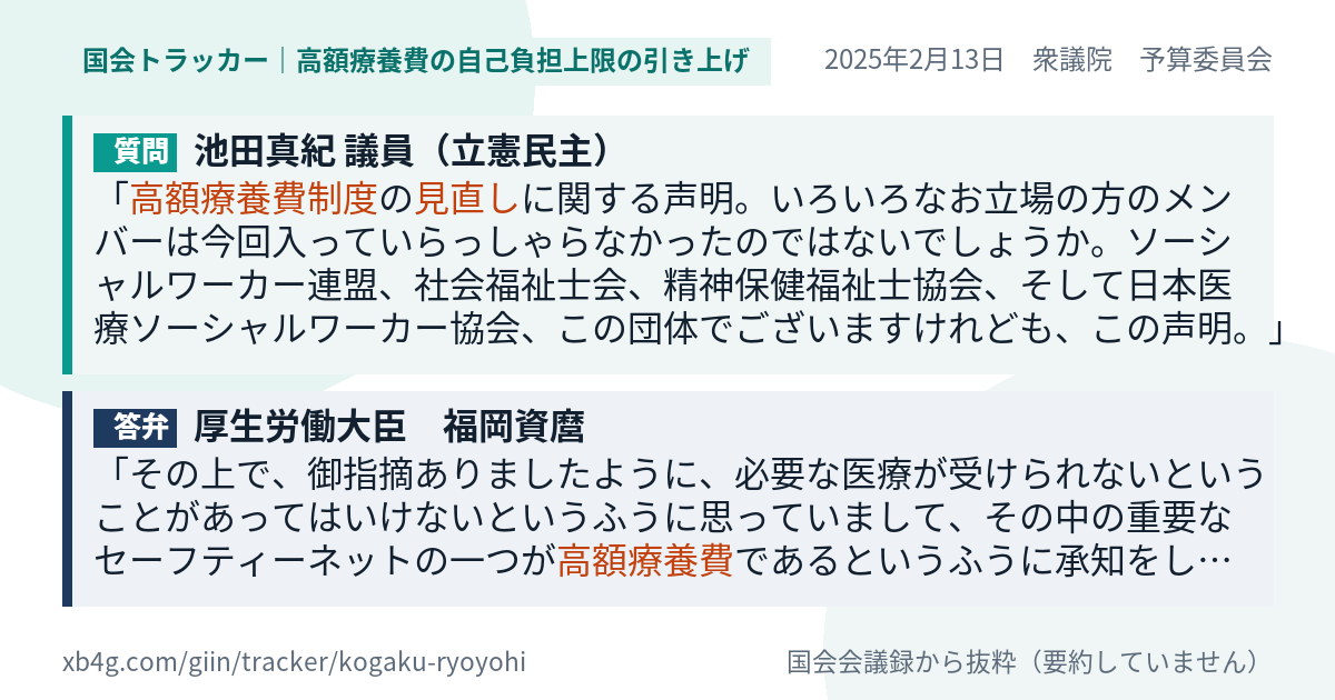質問と答弁のカード