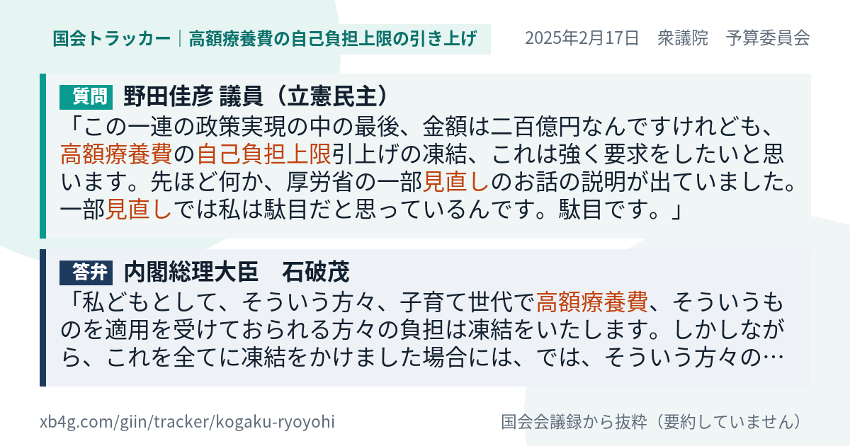質問と答弁のカード