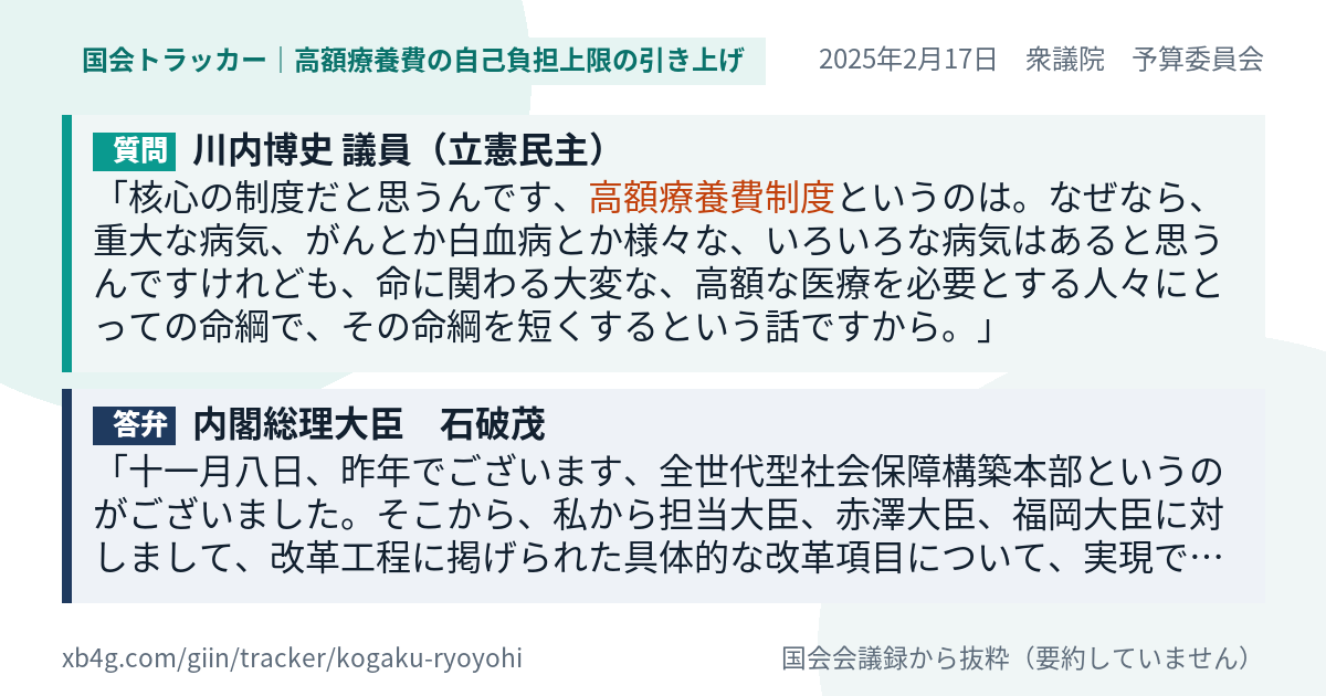 質問と答弁のカード