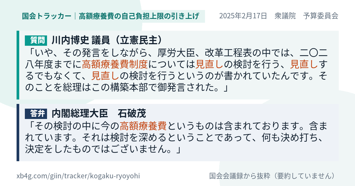 質問と答弁のカード