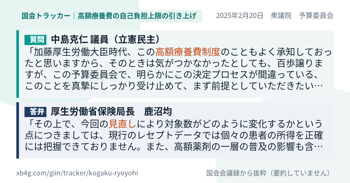 質問と答弁のカード