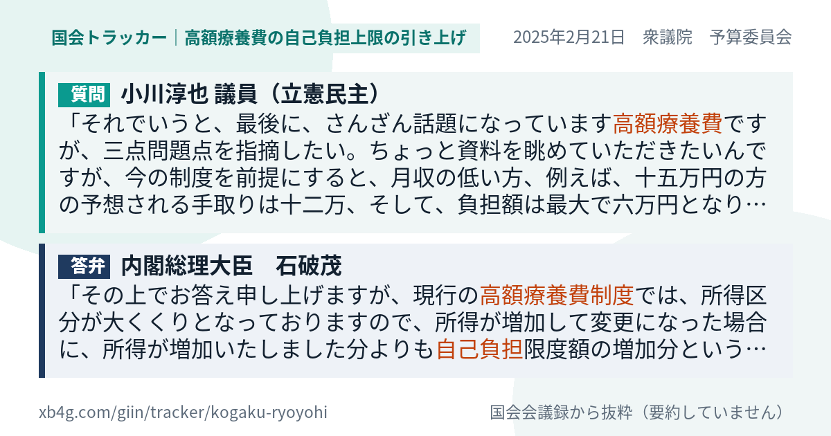 質問と答弁のカード
