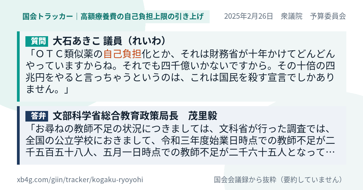 質問と答弁のカード