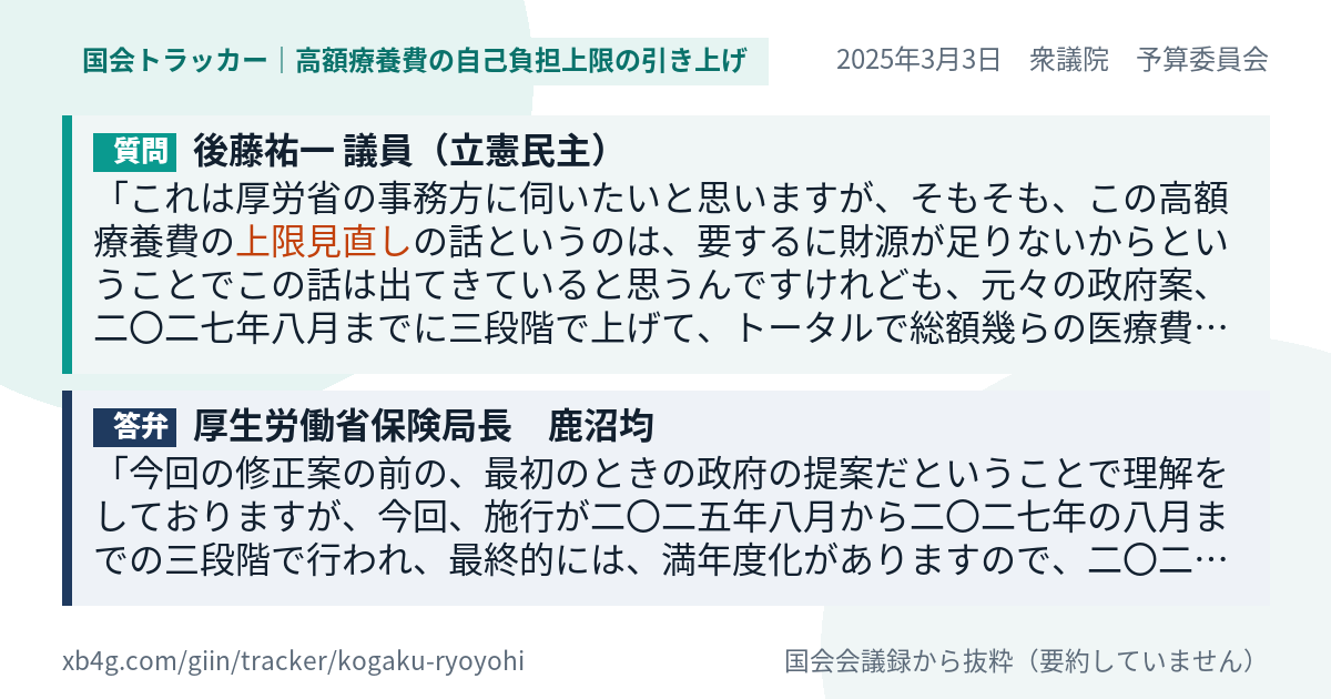 質問と答弁のカード