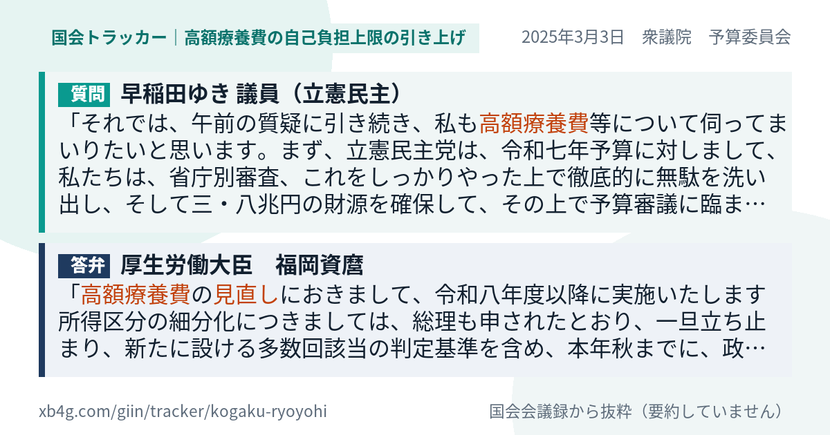 質問と答弁のカード