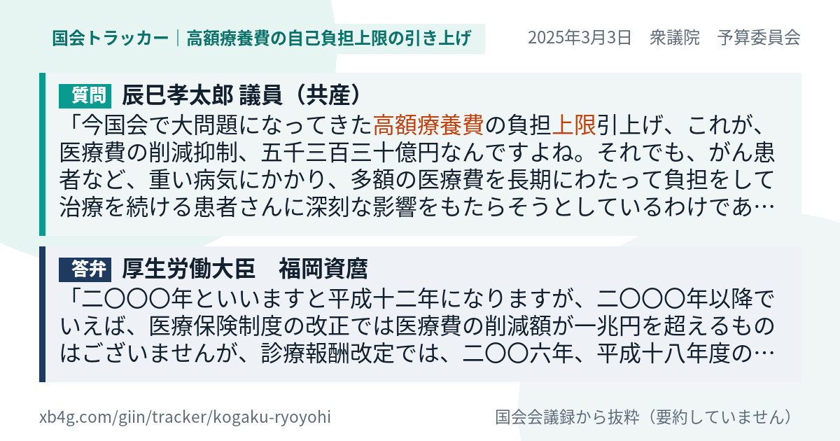 質問と答弁のカード