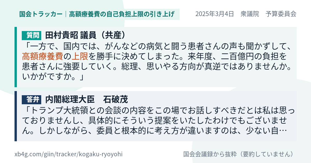 質問と答弁のカード