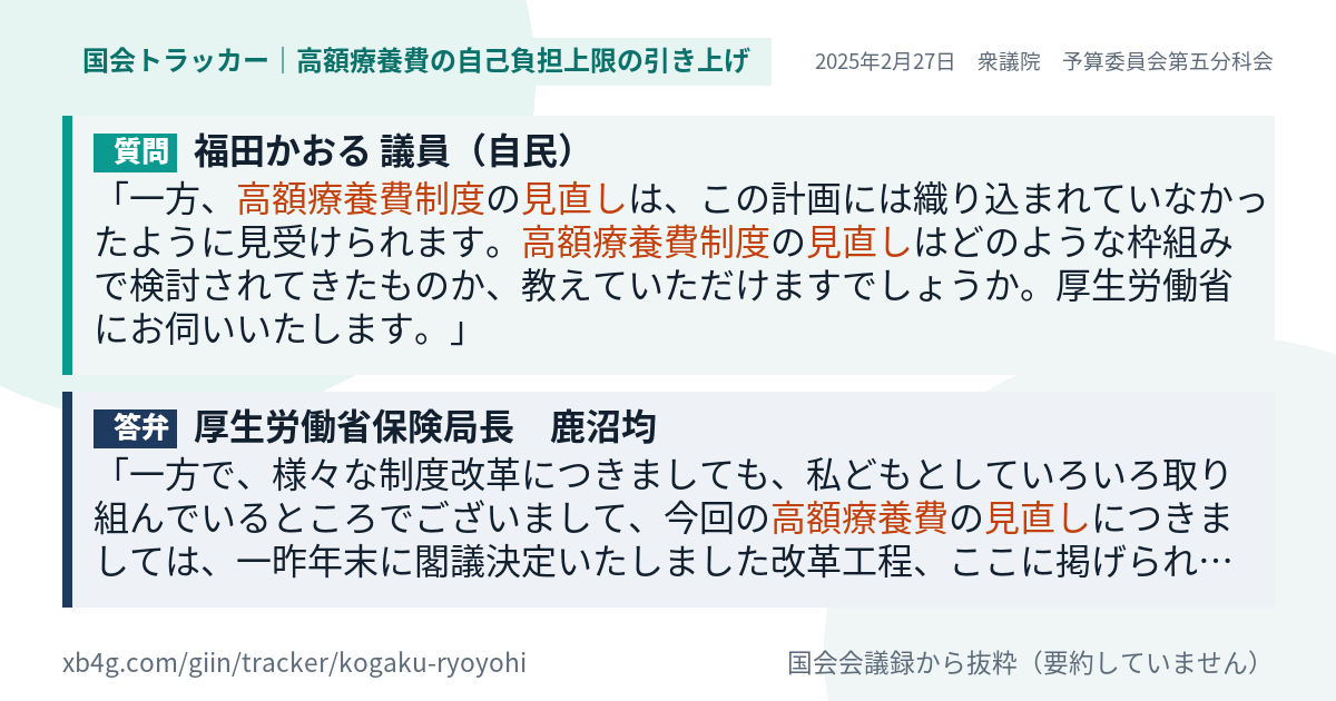質問と答弁のカード