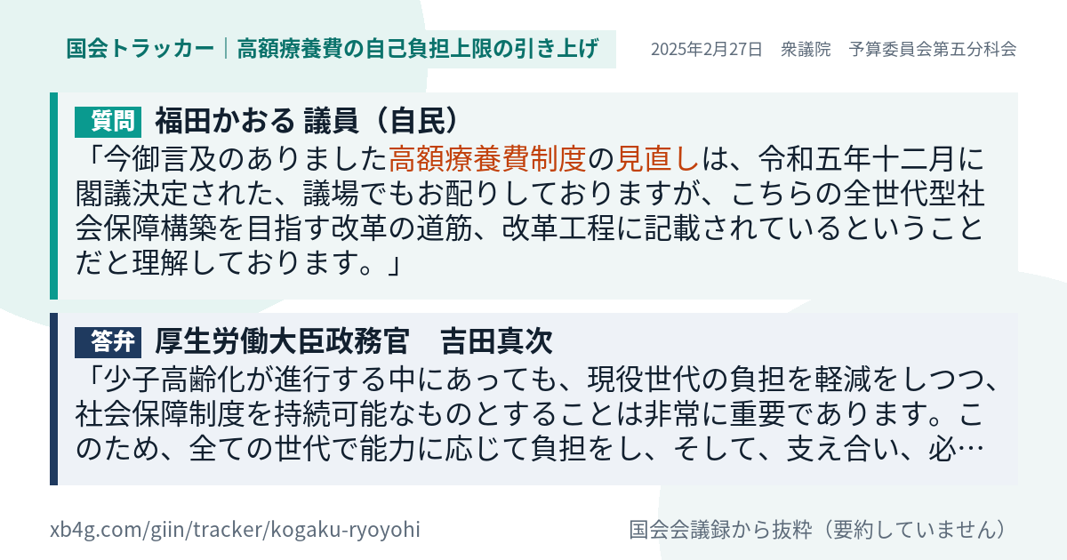 質問と答弁のカード