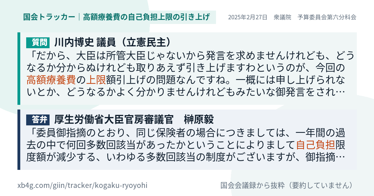 質問と答弁のカード