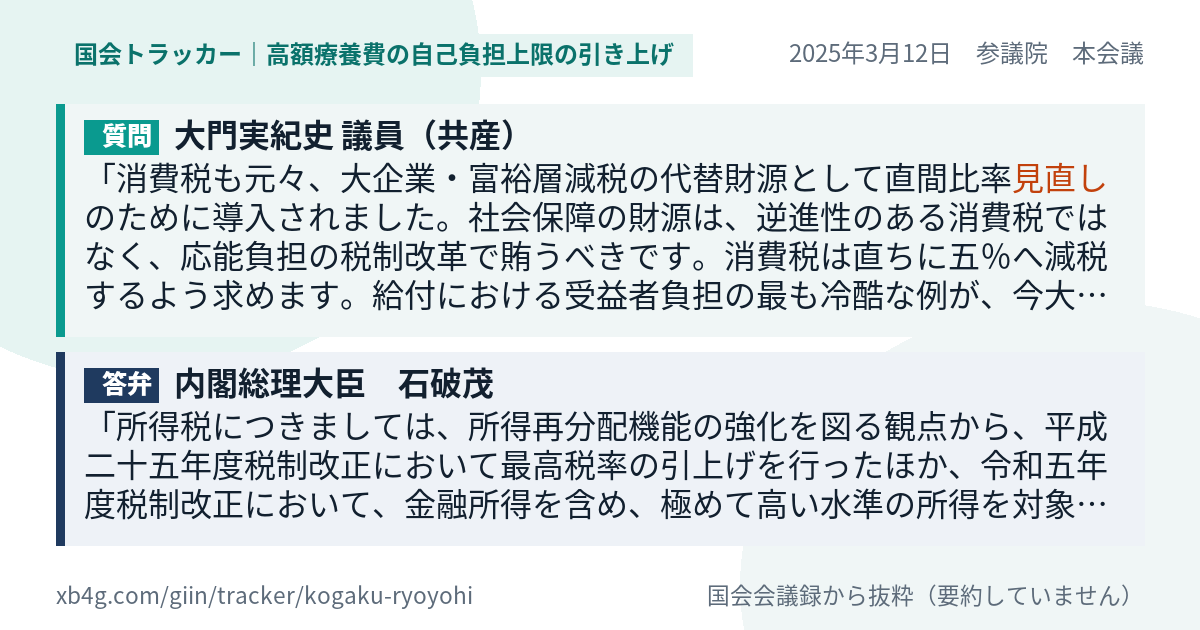 質問と答弁のカード