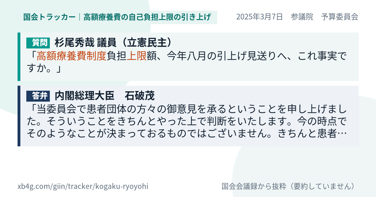 質問と答弁のカード