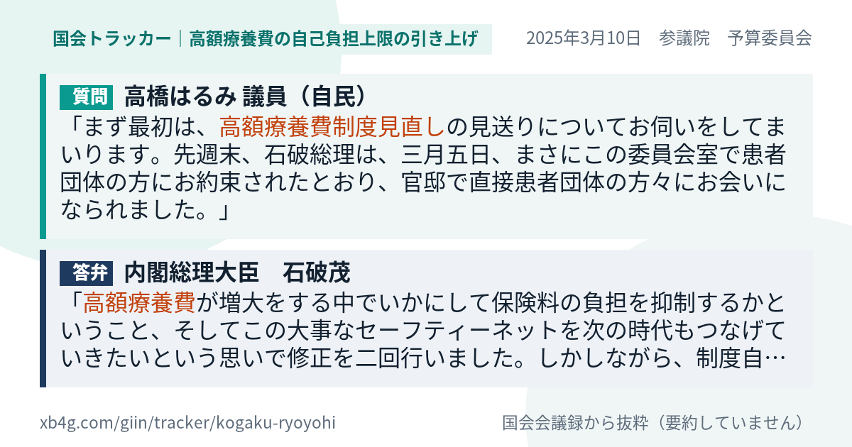 質問と答弁のカード