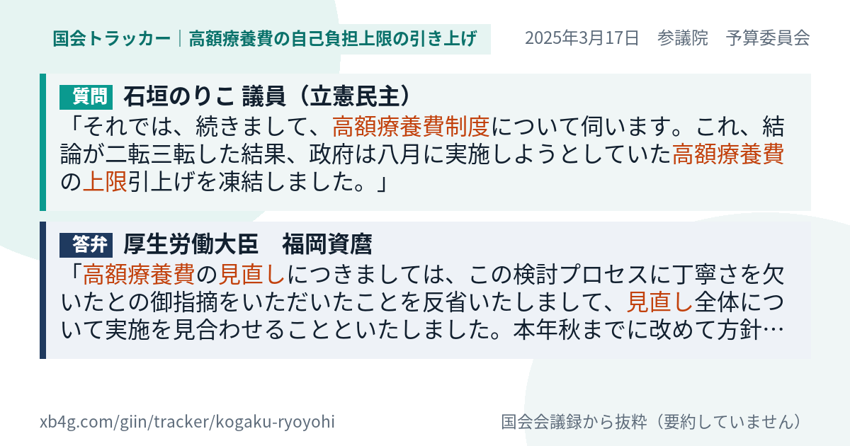 質問と答弁のカード