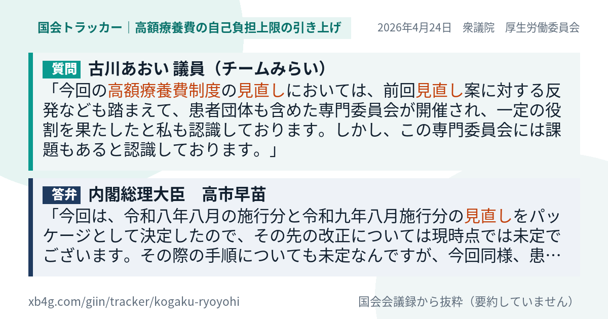 質問と答弁のカード