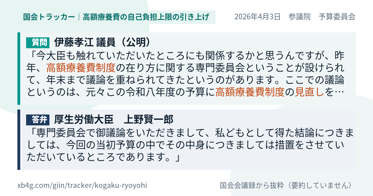 質問と答弁のカード