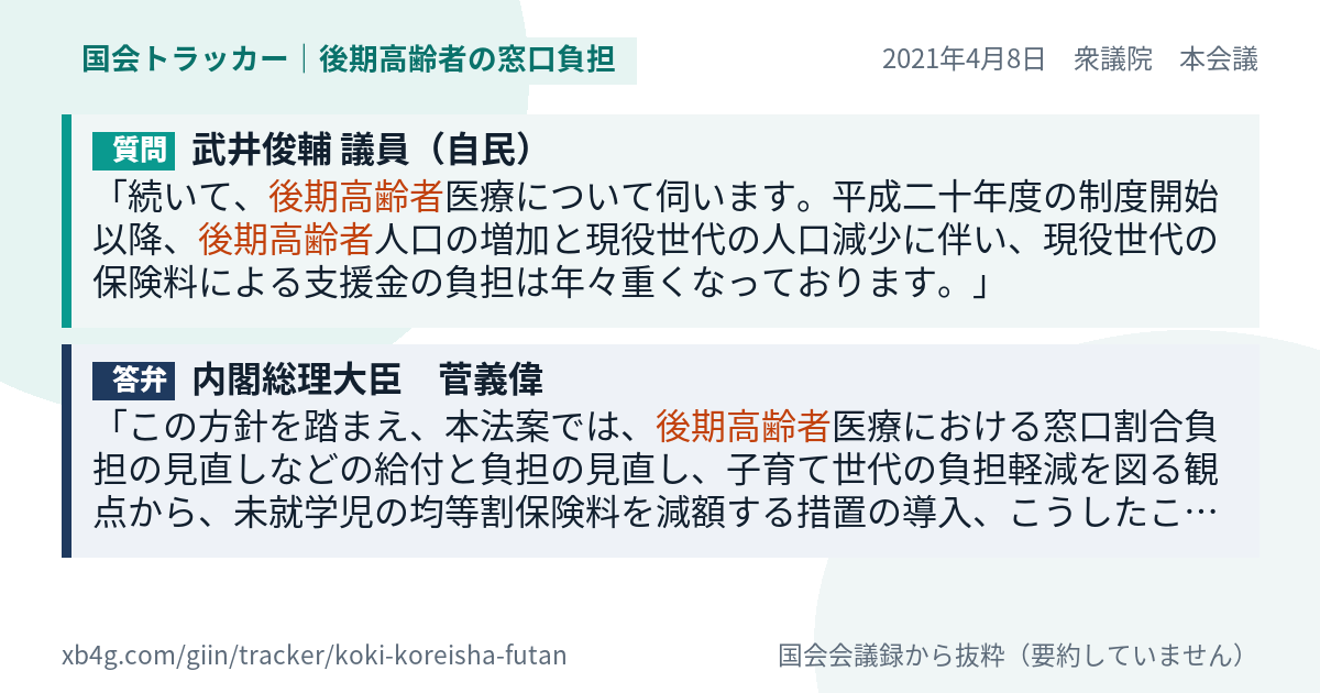 質問と答弁のカード