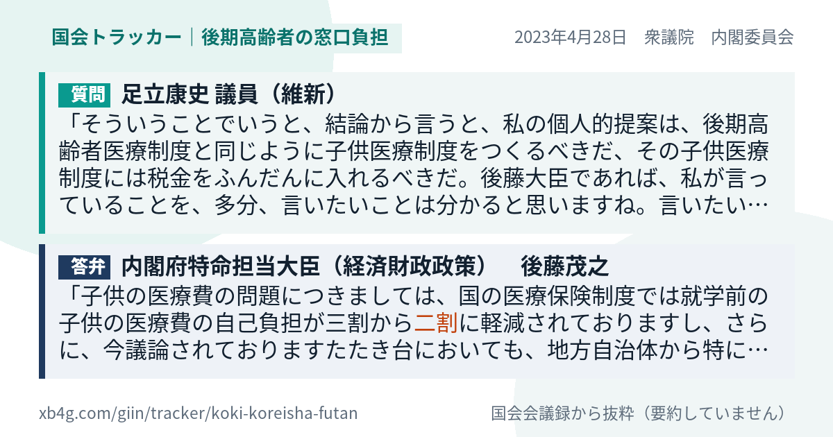 質問と答弁のカード