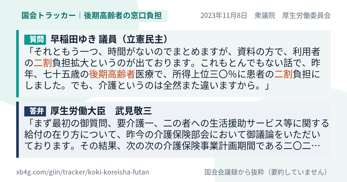 質問と答弁のカード