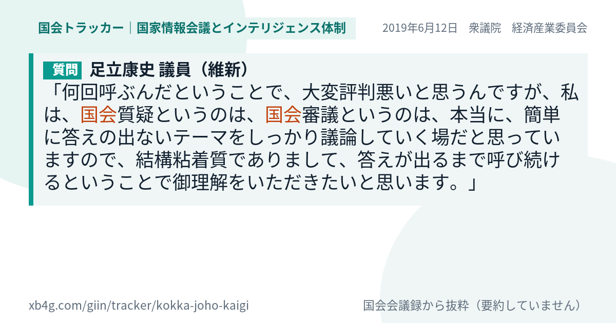 質問と答弁のカード