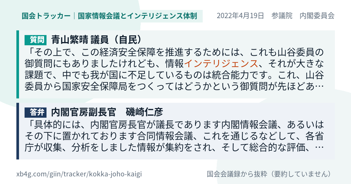 質問と答弁のカード