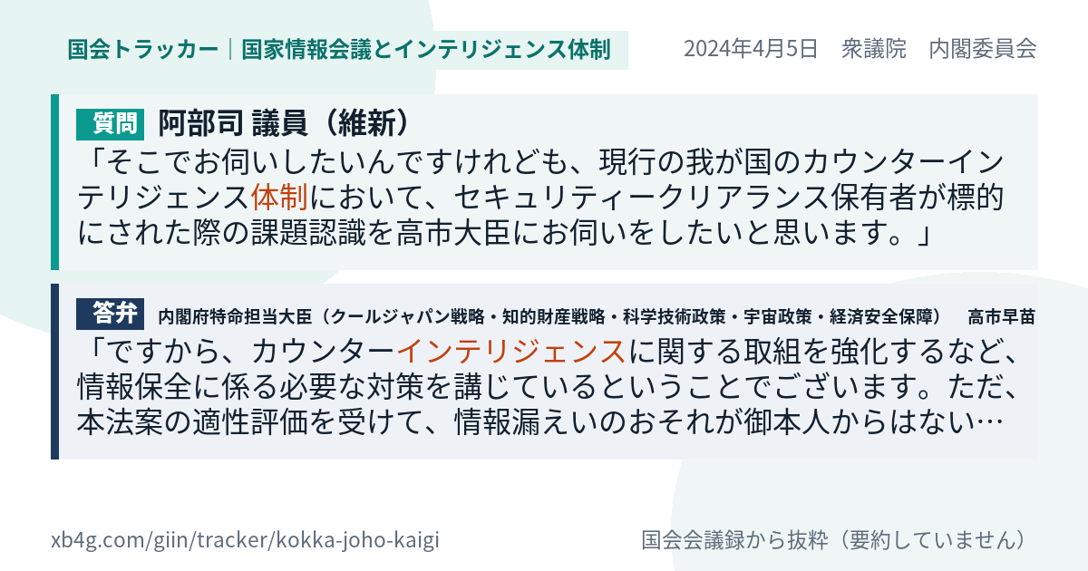 質問と答弁のカード