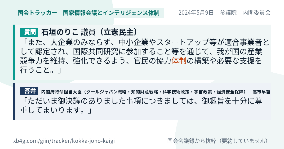 質問と答弁のカード
