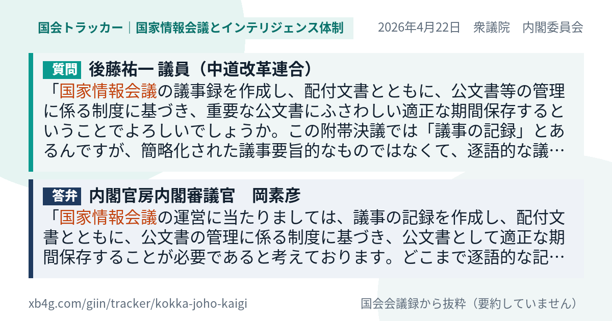 質問と答弁のカード