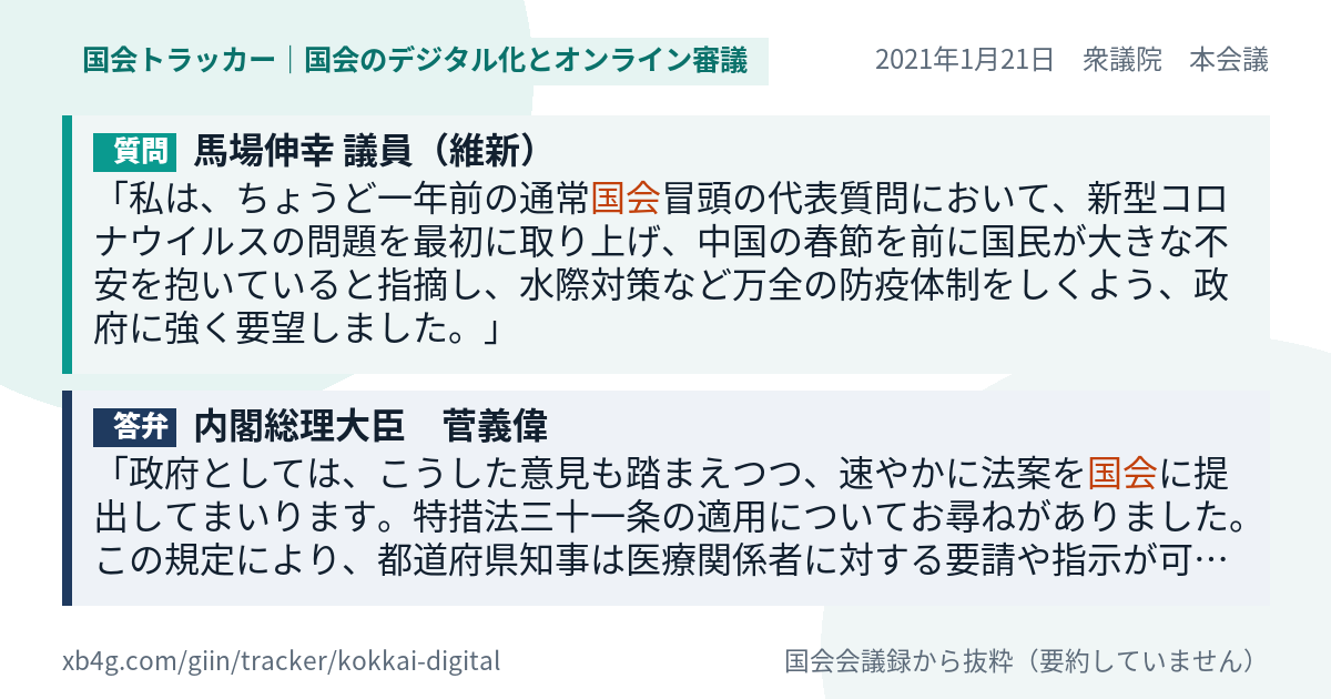 質問と答弁のカード