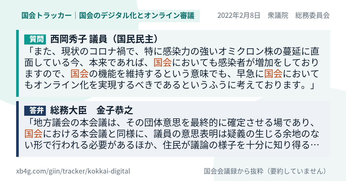 質問と答弁のカード