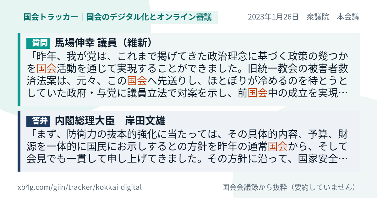 質問と答弁のカード