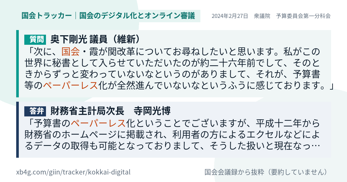 質問と答弁のカード