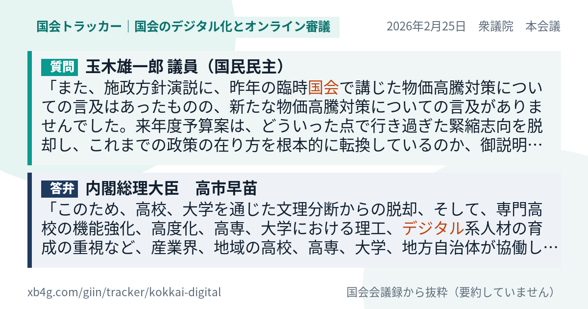 質問と答弁のカード